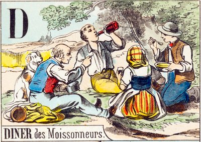 D Diner des moissonneurs - "农场的字母表" 19世纪末（雕版画 作者 不明