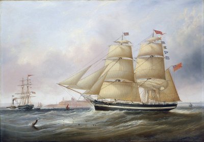 玛丽-安 "号船的双人肖像，描绘的是泰恩河（或英格兰提尼亚河）河口。布面油画 作者 未知艺术家
