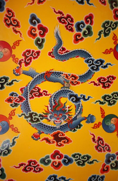 龙形壁画。科班寺，尼泊尔加德满都，加德满都。 作者 不明