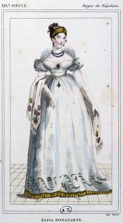 Elisa Bonaparte Baciocchi，约 1810 年（雕刻） 作者 未知艺术家