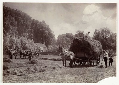耕作场景，收割和储存，1900年前的干草制作，约1890年 作者 不明
