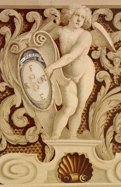 男爵厅壁画（15世纪），细节，德拉-曼塔城堡，曼塔（库内奥），皮埃蒙特，细节，意大利 作者 William M. Timlin