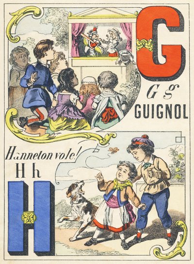 GH：Guignol，Hanneton田鼠！ -游戏字母，约1890年（插图） 作者 不明