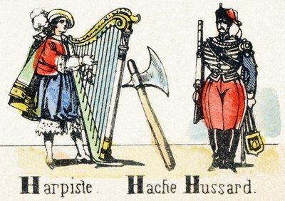 H - Harpiste Hache Hussard - 字母表 - 儿童娱乐 - Imageepnal，流行 serie c.1890（插图） 作者 不明