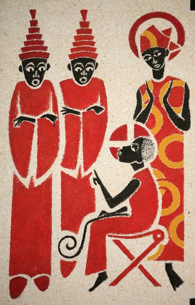 圣殿中的耶稣 科尔-穆萨修道院教堂壁画于1963年由乔治-萨盖特（Dom Georges Saget）设计并绘制，科尔-穆萨修道院塞内加尔 作者 不明