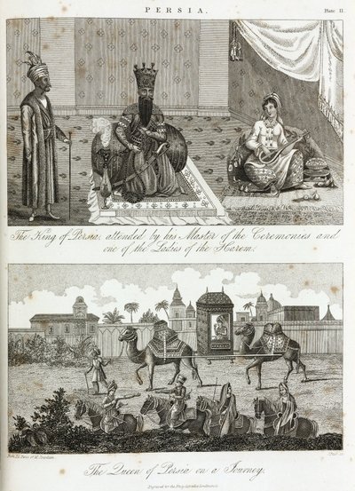 波斯国王和王后，大约 1810-1829 年 作者 不明