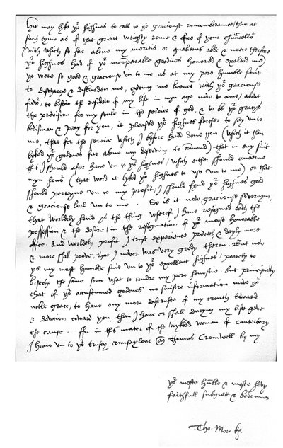 托马斯·莫尔 (Thomas More) 给亨利八世国王的信，写在他位于切尔西 (Chelsea) 的家中，3 月 5 日 作者 不明