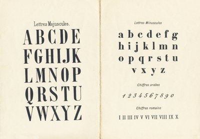 大写和小写字母、阿拉伯数字和罗马数字 - 小女孩的 ABCD 雕刻。 Pellerin & Cie，印刷出版商，Epinal，约 1890 年。意甲。尺寸：19 x 13.5 厘米。 作者 不明