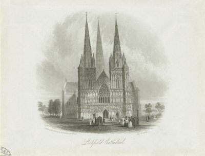 利奇菲尔德大教堂（Lichfield Cathedral）-西前：钢版画，未加工[c 1842] 作者 不明