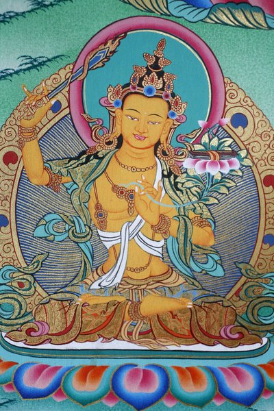 文殊菩萨，知识的神性。科班寺，尼泊尔加德满都。 作者 不明