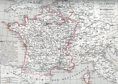 1774 年至 1793 年路易十六国王统治时期的法国地图（路易十六国王时期的法国地图），图版选自 Houze 的《世界地图集》。 作者 未知艺术家