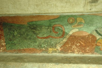 墨西哥，墨西哥城，特奥蒂瓦坎（公元1世纪），美洲豹庙，鹦鹉壁画 作者 不明