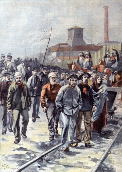 约 1906 年，Courrieres 的矿工罢工（插图） 作者 未知艺术家