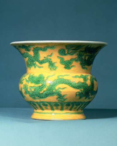 明绿色和黄色的钱罐Chand Te时期（1506-21） 作者 不明