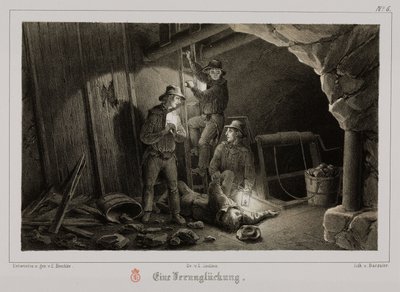 采矿，金属矿石采矿事故，德国，c 1851 作者 不明