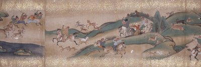 狩猎猴子（墨水、颜色、纸张） 作者 未知艺术家
