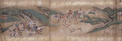 狩猎猴子（墨水、颜色、纸张） 作者 未知艺术家