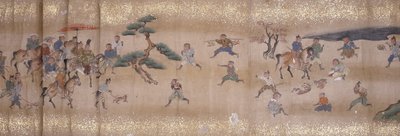 狩猎猴子（墨水、颜色、纸张） 作者 未知艺术家