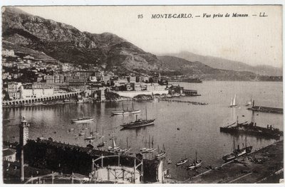 蒙特卡洛（Monte-Carlo）。从摩纳哥拍摄的城市景观 - 明信片 19-20世纪末 作者 未知艺术家