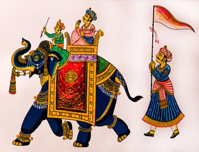 印度拉贾斯坦邦乌代布尔老城区的壁画 (照片) 作者 未知艺术家