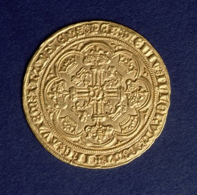 爱德华三世贵族 (1312-77) 背面显示十字图案，加来铸币厂，1344 年推出（金）（正面见：110161） 作者 不明