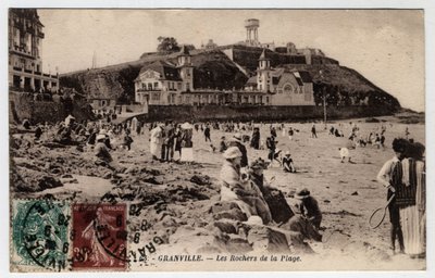 诺曼底，芒什（50），格兰维尔：海滩的岩石 - 1926年的明信片 作者 未知艺术家