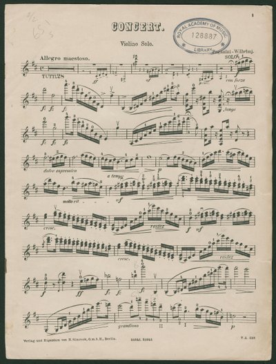 帕格尼尼第一小提琴协奏曲，作品 6 作者 未知艺术家