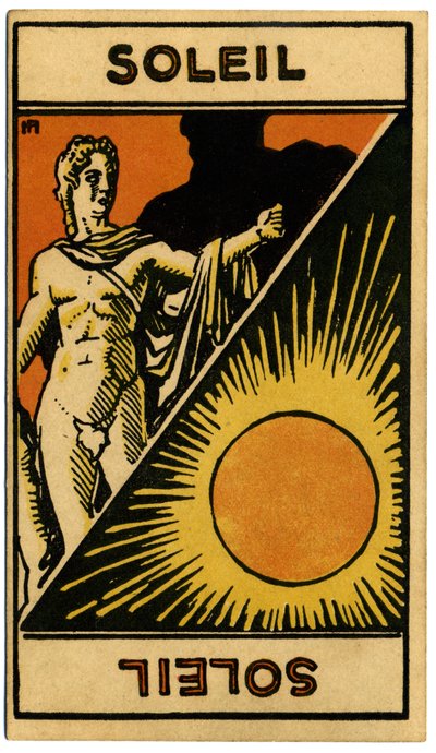 超自然现象占星术。太阳（星）。占星牌选自：《占星塔罗牌》，法国 Georges Muchery 著 作者 未知艺术家