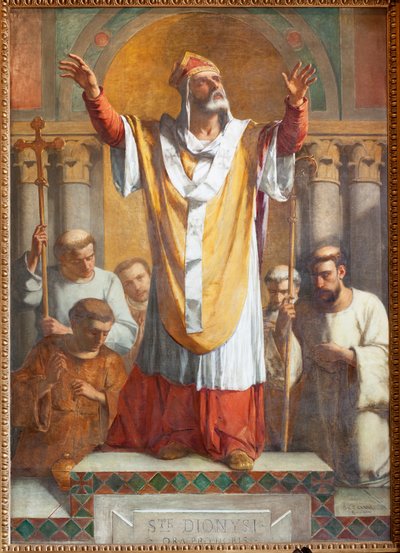 教区教堂（Parochiale kerk Sint-Dionysius van Lede）。 内部的。 南过道。 祭坛。 绘画。 圣丹尼斯。 ThEodore-Joseph Canneel 签名并注明日期 1854 年。 作者 未知艺术家