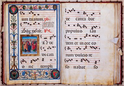 Piccolomini 图书馆：唱诗班唱本，cod.26.R，第 29v-30r 页，有乔瓦尼-迪-塔尔多的 "基督与众圣"。 作者 未知艺术家