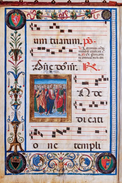 Piccolomini Library: choir book, cod. 26.R, ff. 29v with “Christ and all Saints”, by Giovanni di Taldo. 作者 未知艺术家