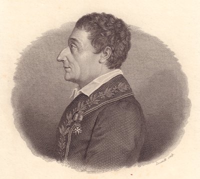 意大利数学家和天文学家Joseph-Louis Lagrange或Giuseppe Lodovico Lagrangia（1736-1813）的肖像，Locatelli的铜版画，来自奖章 作者 未知艺术家