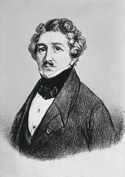 路易-雅克-曼德-达盖尔（1787-1851）的肖像，法国艺术家、物理学家和化学家，因发明达盖尔照相术而闻名。 作者 William M. Timlin