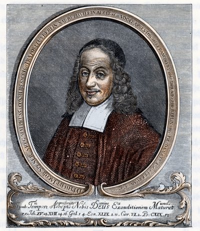 菲利普-雅各布-施佩纳（Philippe Jacques Spener）（1635-1705 年）的肖像 路德神学家虔诚主义（pietism）的创始人 约翰内斯-舍尔（Johannes Scherr）1880 年《日耳曼尼亚》中的雕刻 私人收藏 作者 未知艺术家