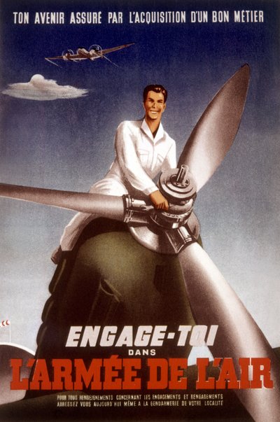 法国空军鼓励年轻人参军的海报，约1960年 作者 不明