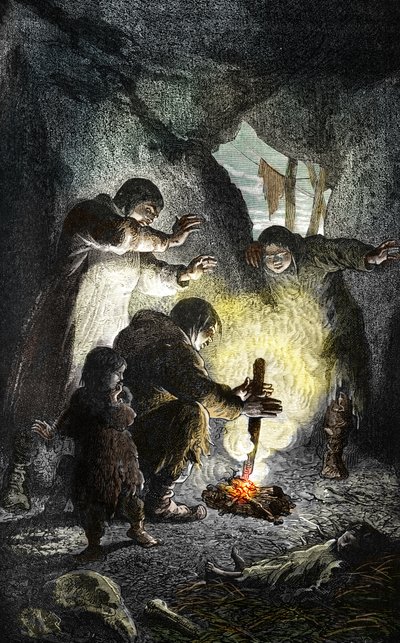 史前史：火的发现 作者 未知艺术家