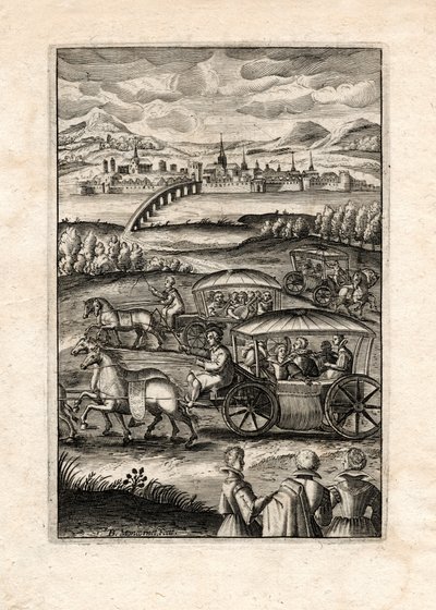 鲁特琴演奏者游行，巴黎，约 1650 年（雕刻） 作者 未知艺术家