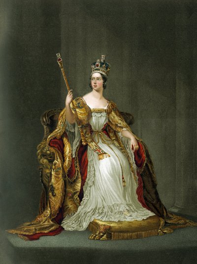 1837 年身着加冕袍的英国维多利亚女王 作者 未知艺术家
