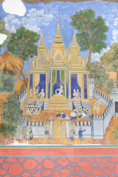 柬埔寨金边皇宫建筑群墙壁上的 Reamker 壁画（照片） 作者 未知艺术家