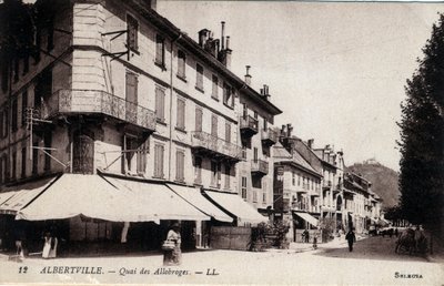 Rhone Alpes, Savoie (73), Albertville: Quai des Allobroges的景色 - 明信片 19-20世纪末 作者 未知艺术家
