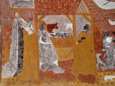 罗马式艺术法国普瓦图-夏朗德省维埃纳市 Sainte Catherine de Jouhet 葬礼教堂壁画。自然。摄影 作者 未知艺术家