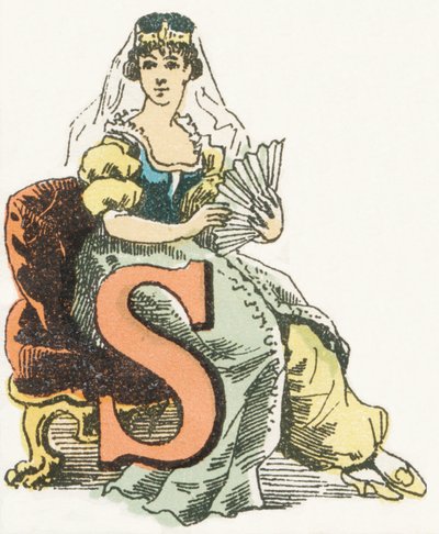 S - Sultane - Childish Alphabet, Editions Gordinne 1920（雕刻）。 作者 不明