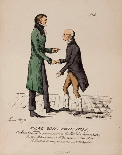 场景皇家学会：Gerrit Moll 和 John Dalton，c 1831-1840 作者 不明