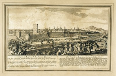 西班牙：西班牙王位继承战争（1714 年）。巴塞罗那之围。雕刻 作者 未知艺术家