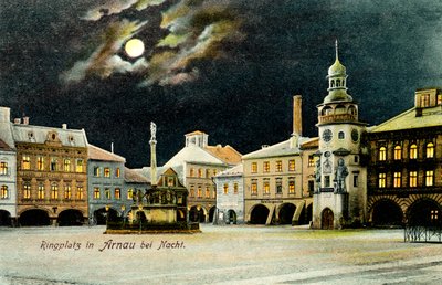 夜幕下的霍斯廷内广场（德语：Arnau 作者 未知艺术家