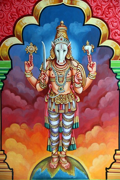 Sri Vadapathira Kaliamman印度教庙宇。毗湿奴的化身。Kalki第十次化身。新加坡 作者 不明