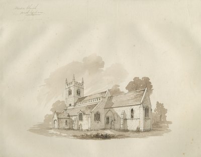 斯坦顿教堂（Standon Church）：钢笔和水墨画，nd [？19世纪中叶] 作者 不明