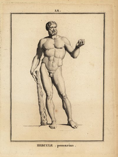 Statue of Hercules Pomarius, Roman hero and god, with a large club 作者 不明