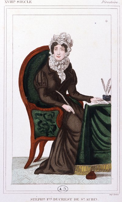 斯特凡妮-德-圣-奥宾（Stephanie Ducrest de Saint-Aubin），热那亚伯爵夫人，约 1810 年（雕刻 作者 未知艺术家