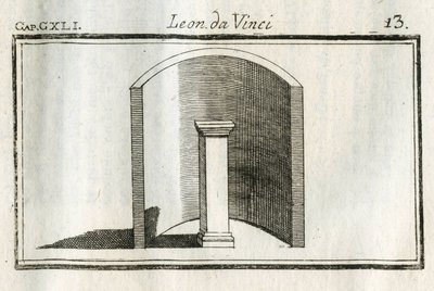 Studies on gli sfondi, ombre e luci. “” Conviene aver le parti alluminate nei campi oscuri, e le parti oscure nei campi chiari, siccome per la figura viene dimostrato.”” Engraving from “” Treat de la peinture””” by Leonardo da Vinci (Leonard de Vinci) (145 作者 不明